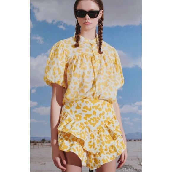 MOTHER Floral Leopard Ruffle Mini Skirt Sz. 24 - Picture 2 of 7